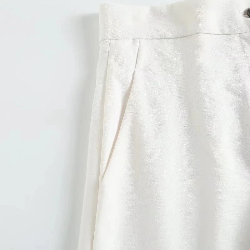 Withered England Style Indie Folk Vintage Cotton Linen High Waist Straight Loose Bermuda Casual Shorts Women