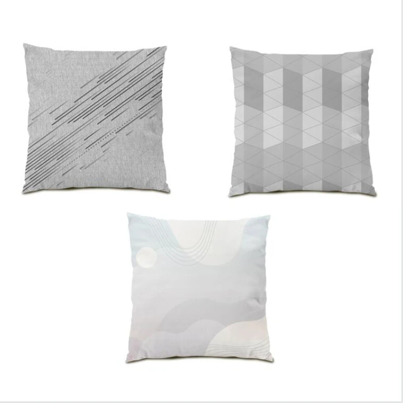 Наволочка для подушки из полиэстера и льна, украшение для гостиной, квадратная наволочка 45x4, 5 цветов, Геометрическая постельная наволочка с геометрическим рисунком E0090