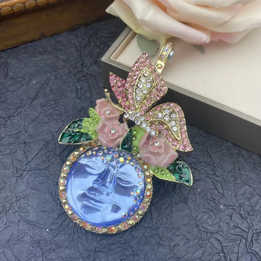 

High quality exquisite Handmade Franc Drop Glaze Rose Pendant Fashion Jewelry for Women Luxury Necklace