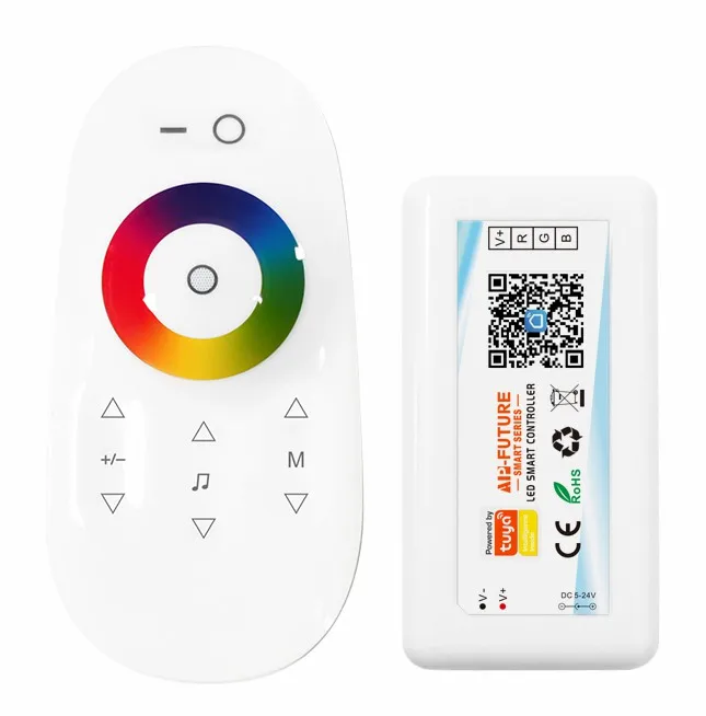 Умный светодиодный контроллер Tuya Wi-Fi DC5V-24V RGB/RGBW/RGBCCT, одноцветный диммер, светодиодная лента, пульт дистанционного управления, работает с Alexa Google