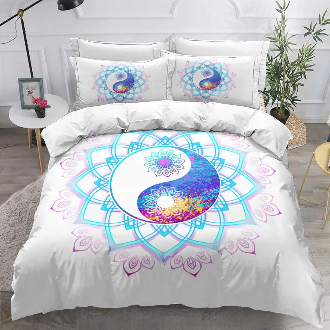 

Set 3D Print Gossip for Kids Teens Adults Comforter Cover King Queen Size Polyester Bedding Set Yin and Yang Print Duvet Cover