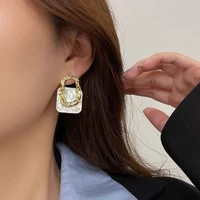 925 silver needle trendy jewelry geometric resin earrings 2022 new trend vintage temperament gold color earrings for women