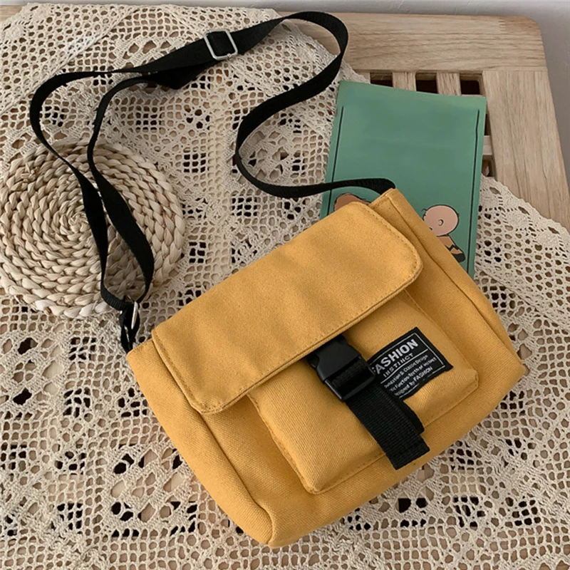 

Сумка-мессенджер Женская холщовая, квадратный саквояж на плечо для покупок, милая цветная сумочка-мессенджер, вместительный саквояж