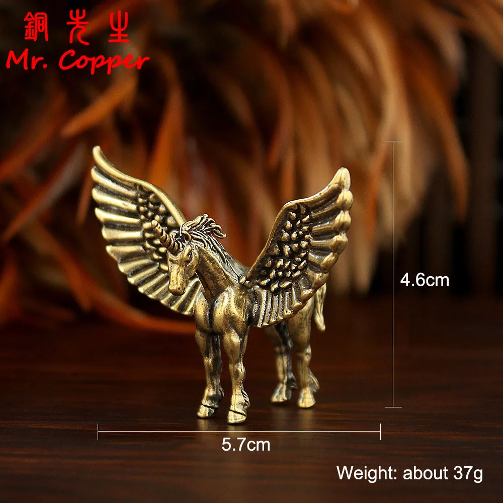 Латунная крылатая лошадь, маленькая статуя, настольные украшения, винтажные фигурки животных по знаку зодиака, модель, счастливые украшения для дома, аксессуары для рукоделия вадим панджариди журналист по знаку зодиака