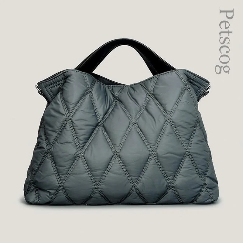 

Дизайнерские стеганые сумки на плечо с ромбовидным узором для женщин, роскошная нейлоновая сумка с прокладкой и подкладкой, 2023, модная вместительная сумка-тоут, 2023