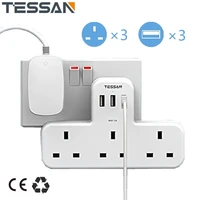 uk plug extender adapter white widely spaced multi socket wall charger power strip with 3 ac outlets 3 usb ports for homeoffice