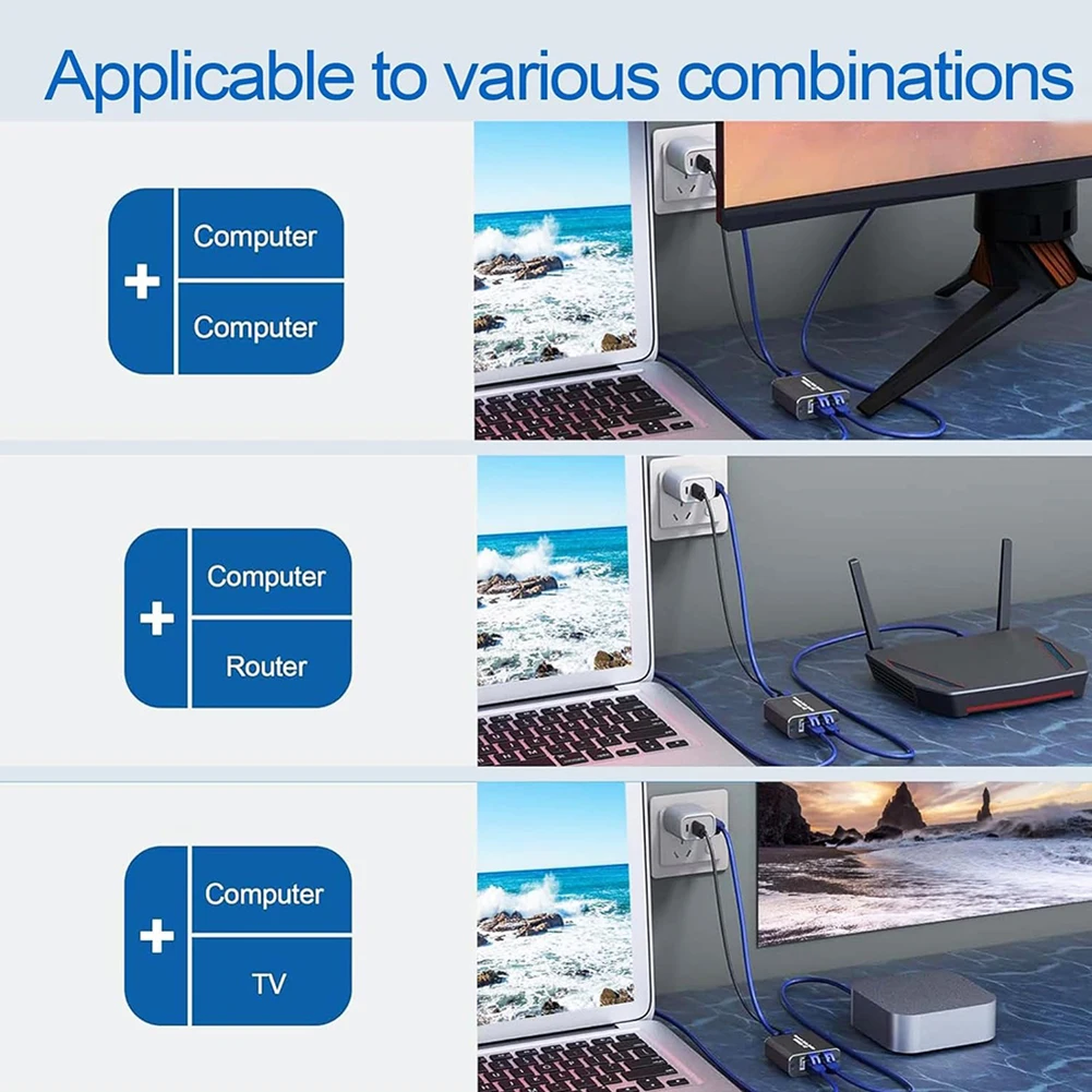 Разветвитель сетевой RJ45 для кабеля питания Cat5/5e/6/2/1 1000 Мбит/с