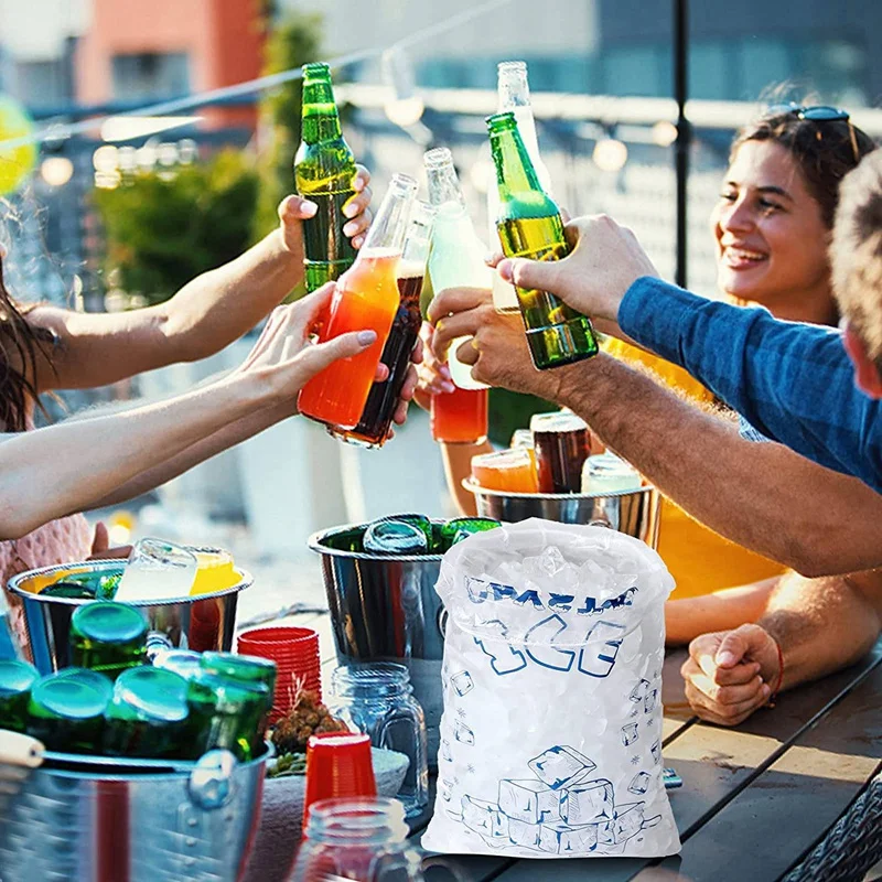 Мешки для льда 8 фунтов со шнурком мешки 100 штук сверхпрочные многоразовые