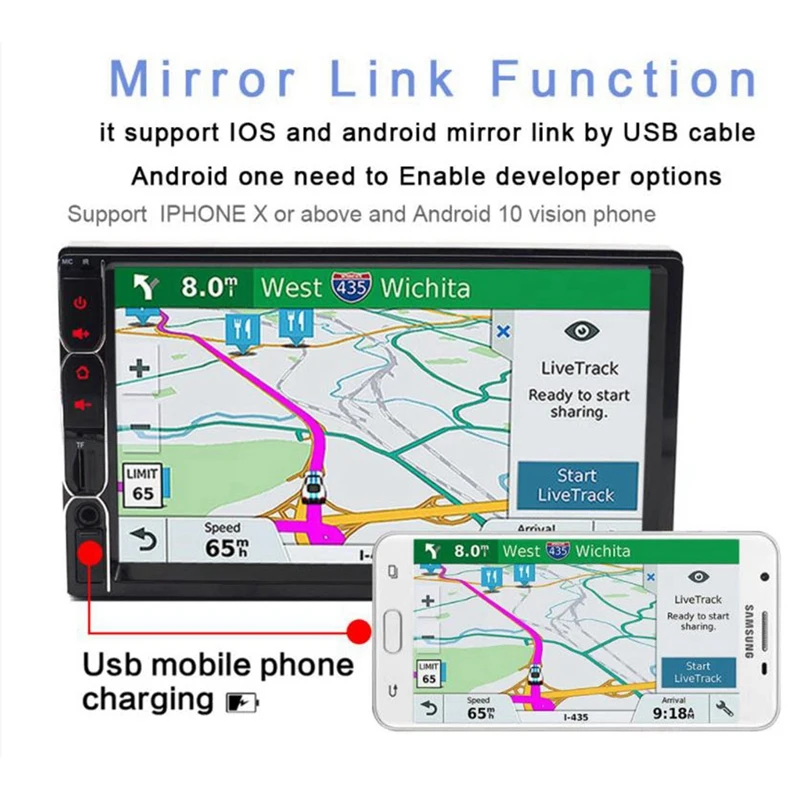 7-дюймовый mp5-дюймовый двойной 2 DIN автомобильный FM стерео радио Bluetooth плеер USB / TF
