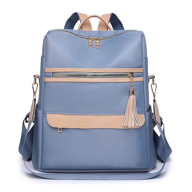 

Women's Nylon Backpack Block Color Tassel Female Backpack Travel Backpack Bags for Women