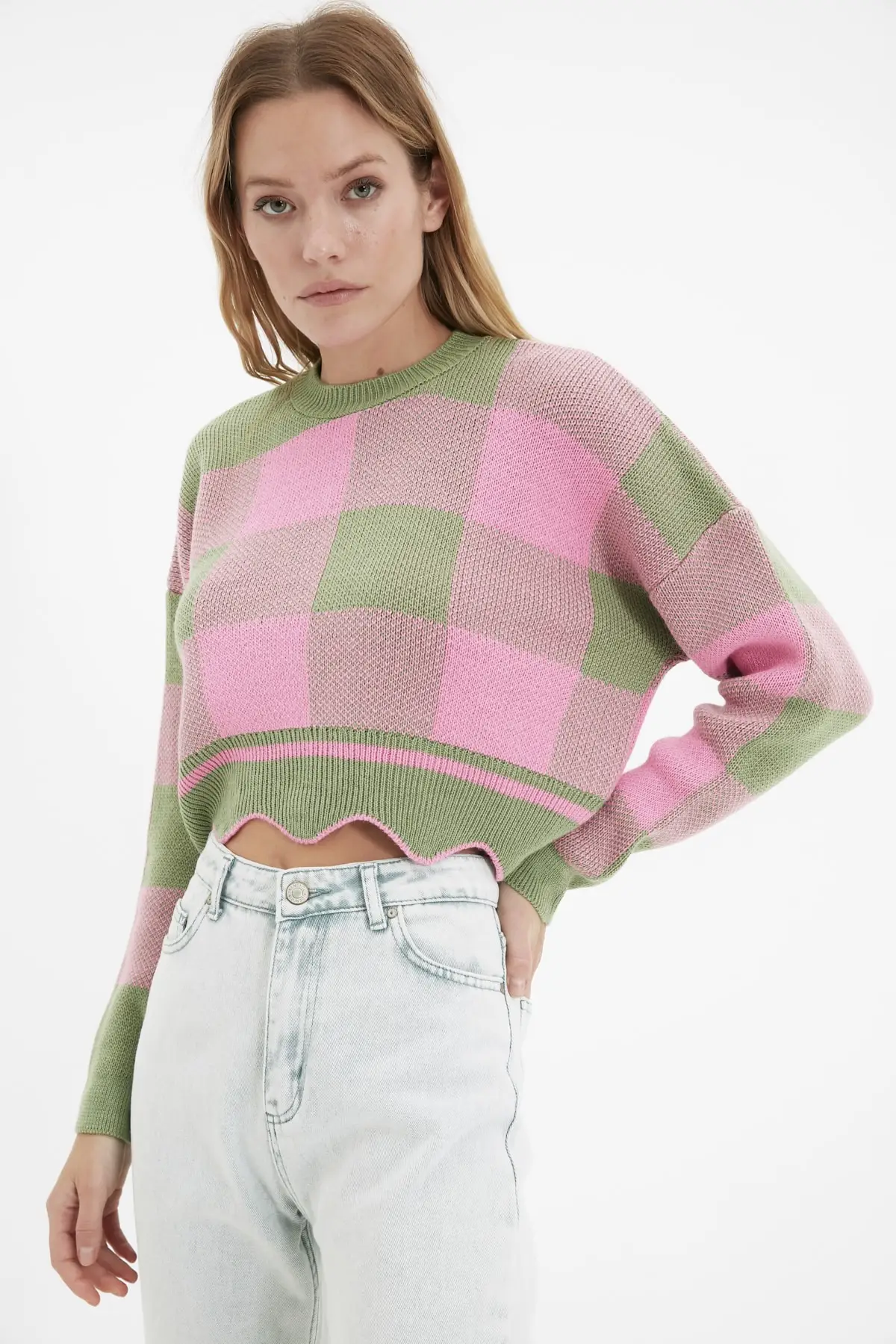 

Mint Crop Jakarlı Knitwear Sweater