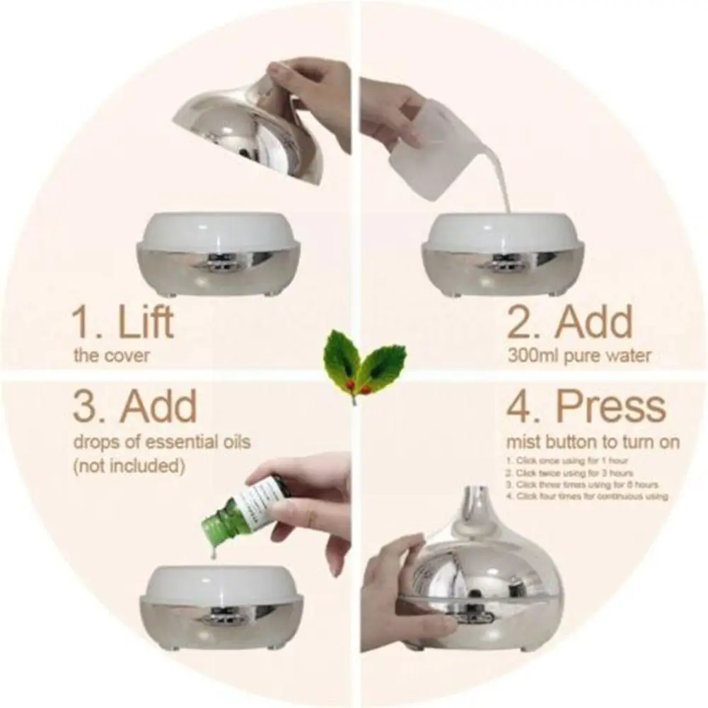 

Electroplate Aroma Diffuser Aromatherapy Humidifier 300ml Ultrasonic Oils Humidificador 4 For Home Decor Office Bpa Fr Q7g6