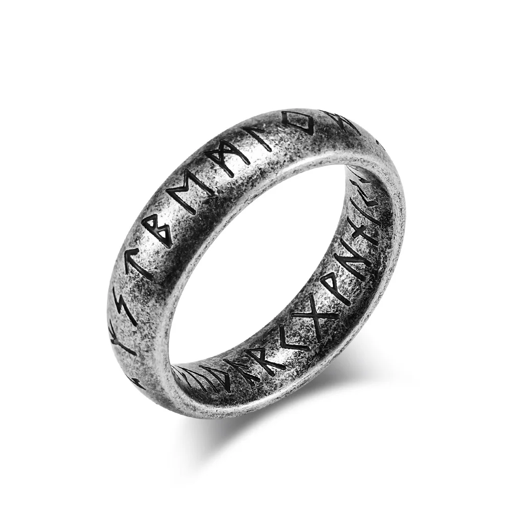 

Nordic Style 6mm Viking Scripts Finger Rings Vintage 316l Stainless Steel Men Jewelry Gift Wholesale Items For Resale In Bulk