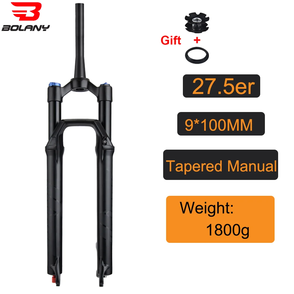 

BOLANY Bike Fork Solo Air with Rebound Damping MTB Front Suspension 34MM 27.5/29Inch Straight/Tapered RL/LO Bicycle QuickRelease