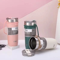 coffee cup heat preservation and cold preservation ice tyrant cup car 304 stainless steel car airless bottle portable handle