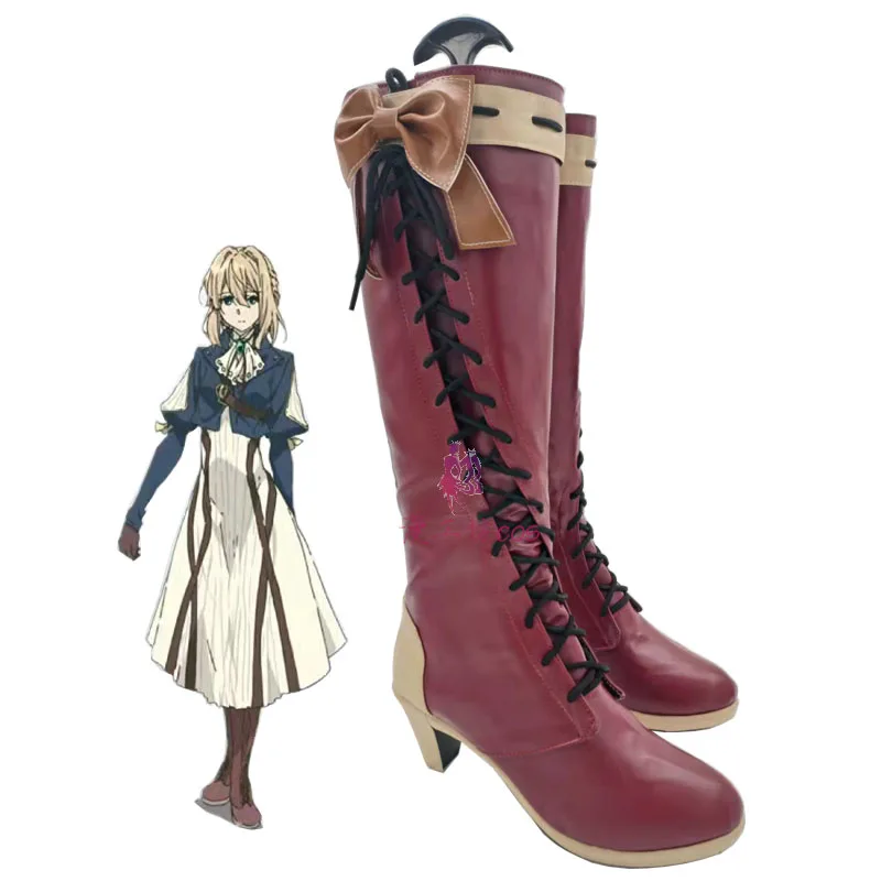 

Violet Evergarden Violet Cosplay Shoes Comic Anime Game Cos Long Boots Cosplay Costume Prop Shoes for Con Halloween Party