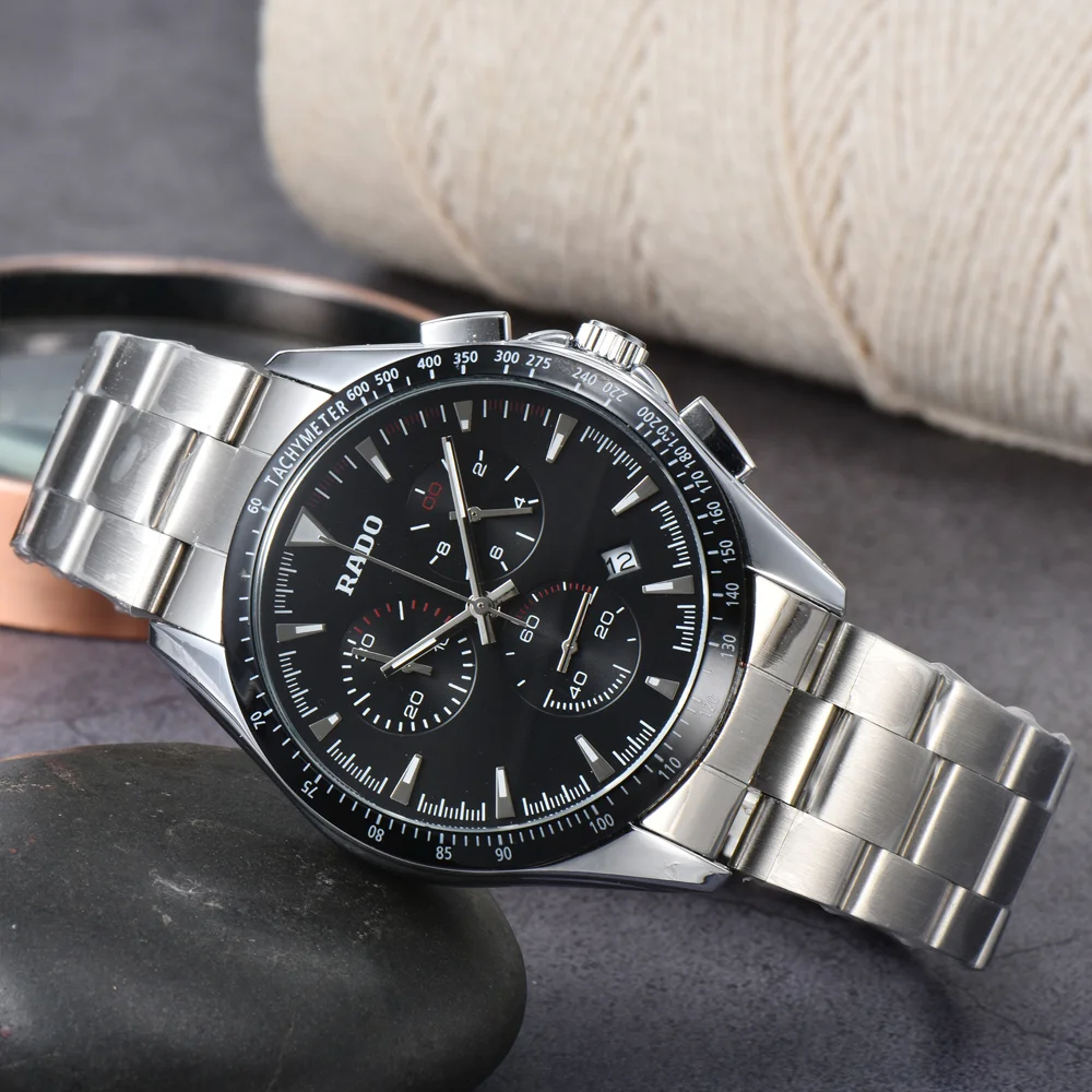 Hot Rado Original Brand Watches For Mens Luxury Multifunction Automatic Date Watch Business Full Steel Chronograph AAA Clocks