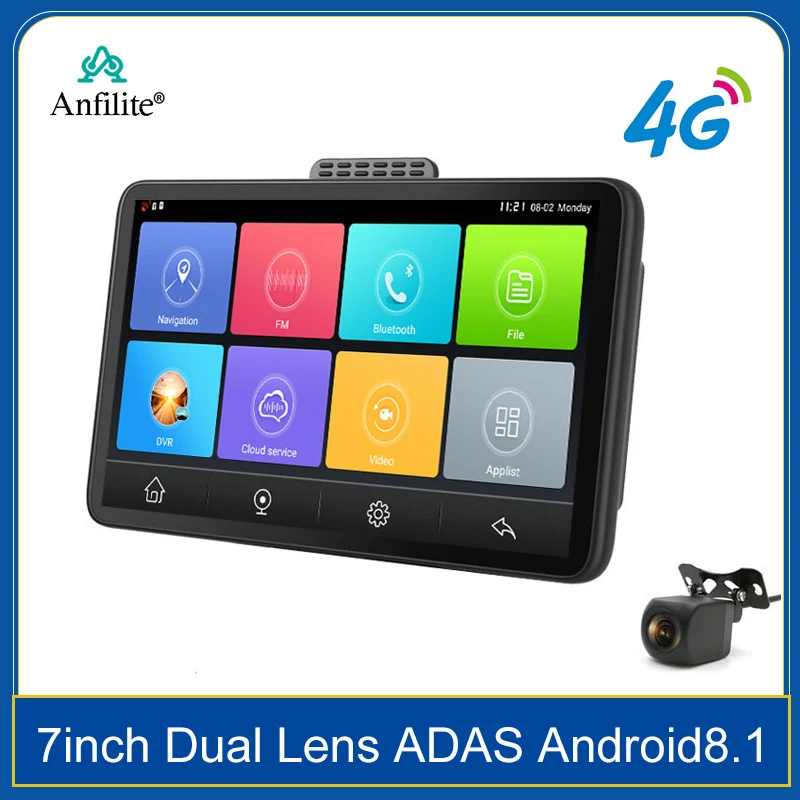 

Anfilite Vehicle GPS Navigation 7 Inch 4G Dash Camera Android 8.1 RAM 2GB ROM 32GB Car DVR Video Recorder FM ADAS WIFI Free Maps