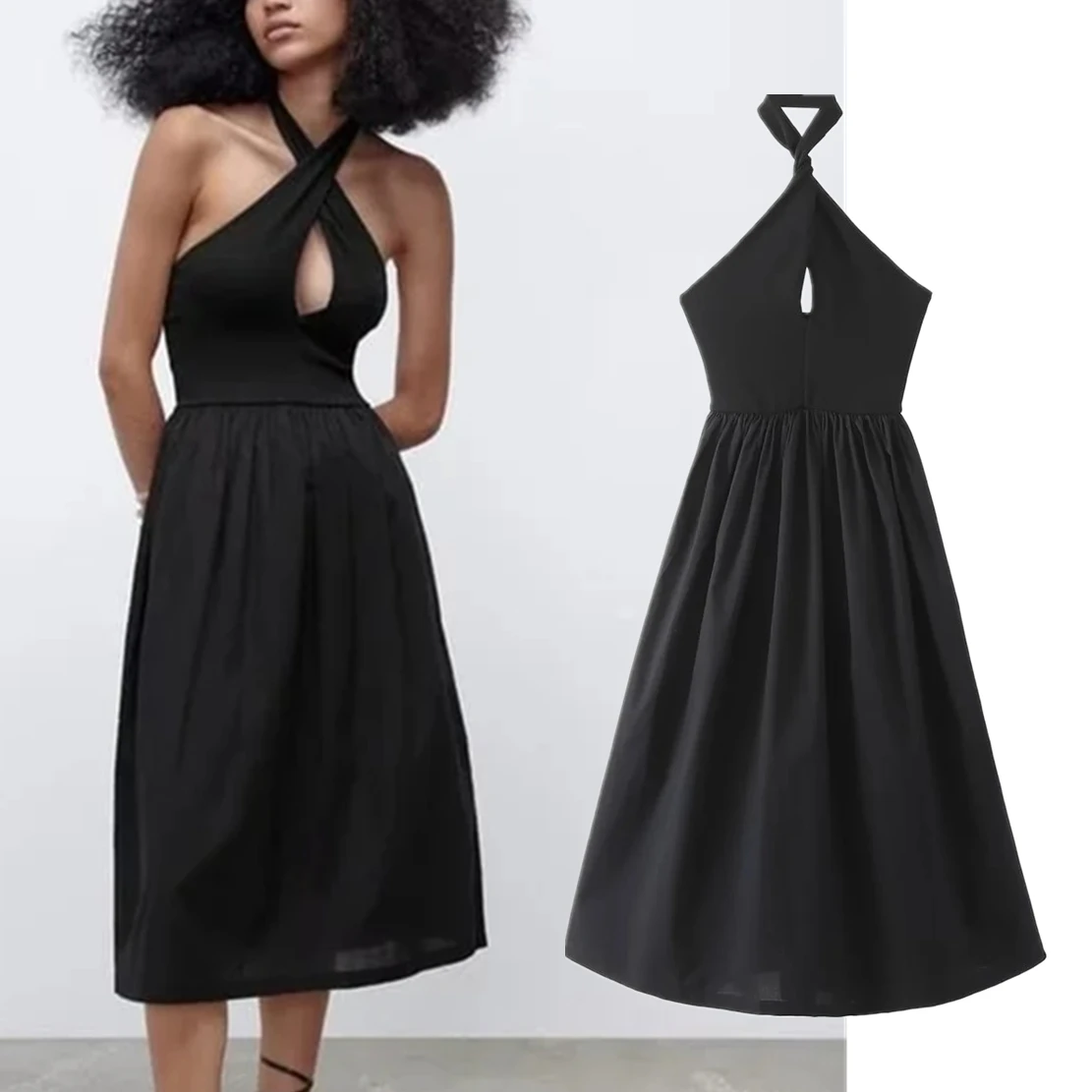 

Elmsk 2022 Instagram блоггер винтажный Холтер Футляр с открытой спиной модное сексуальное вечернее платье для женщин