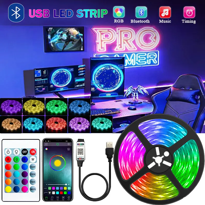 

Светодиодная лента Usb для телевизора Rgb 5050, декоративная лампа для гостиной, 5 В, 10 м, 15 м, Светодиодная лента для спальни, яркая светодиодная л...