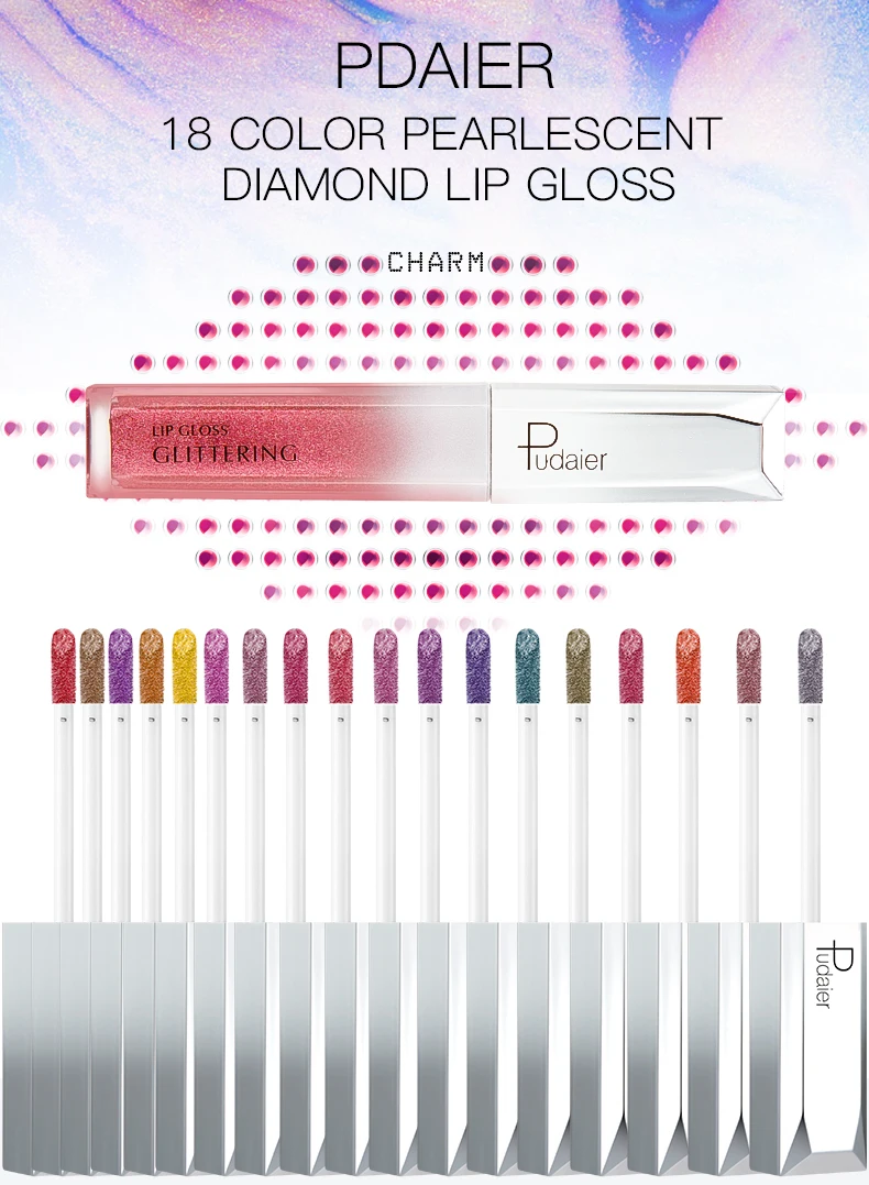 Lip Gloss Moisturizing Glaze Lustre Shine "18 цветов жемчужного бриллианта" - сексуальный макияж губ.