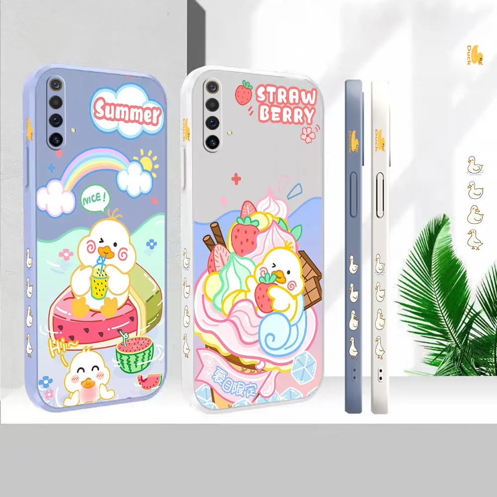 

Liquid Case For OPPO Reno 7Z 6 5F 5Z 4 4Z 2Z Ace 2 Find X6 X5 X3 X2 Realme X50 X7 Pro Lite 5G Cartoon Ice Cream Doubt Duck Cover