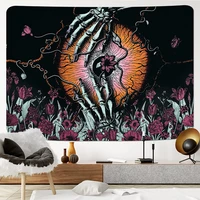 tarot hippy skull hand tapestry wall hanging rose flower tapestries wall poster witchcraft divination aesthetics home decor