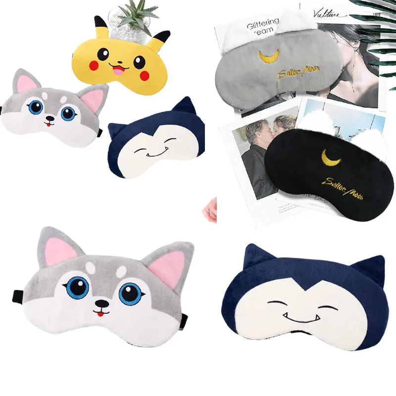 Плюшевая маска для глаз с покемоном Пикачу милая мультяшная аниме дорожная