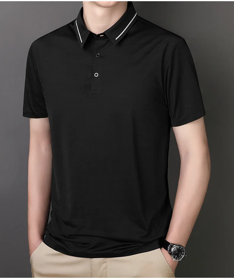 

Polo shirt men's seamless casual ice silk t-shirt middle-aged and elderly father's clothing summer cool trend plus size men's cl