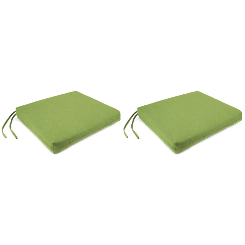 

17" x 19" McHusk Leaf Green Solid Rectangular Outdoor Chair Pad Seat Cushions with Ties (2 Pack)