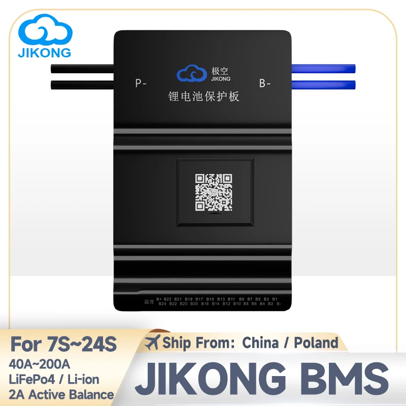 

JK BMS Smart Active Balance 0.6A~2A Current with BT RS485 CAN 4S~24S LifePo4 Li-ion Lithium 18650 Battery 200A Smart JIKONG BMS