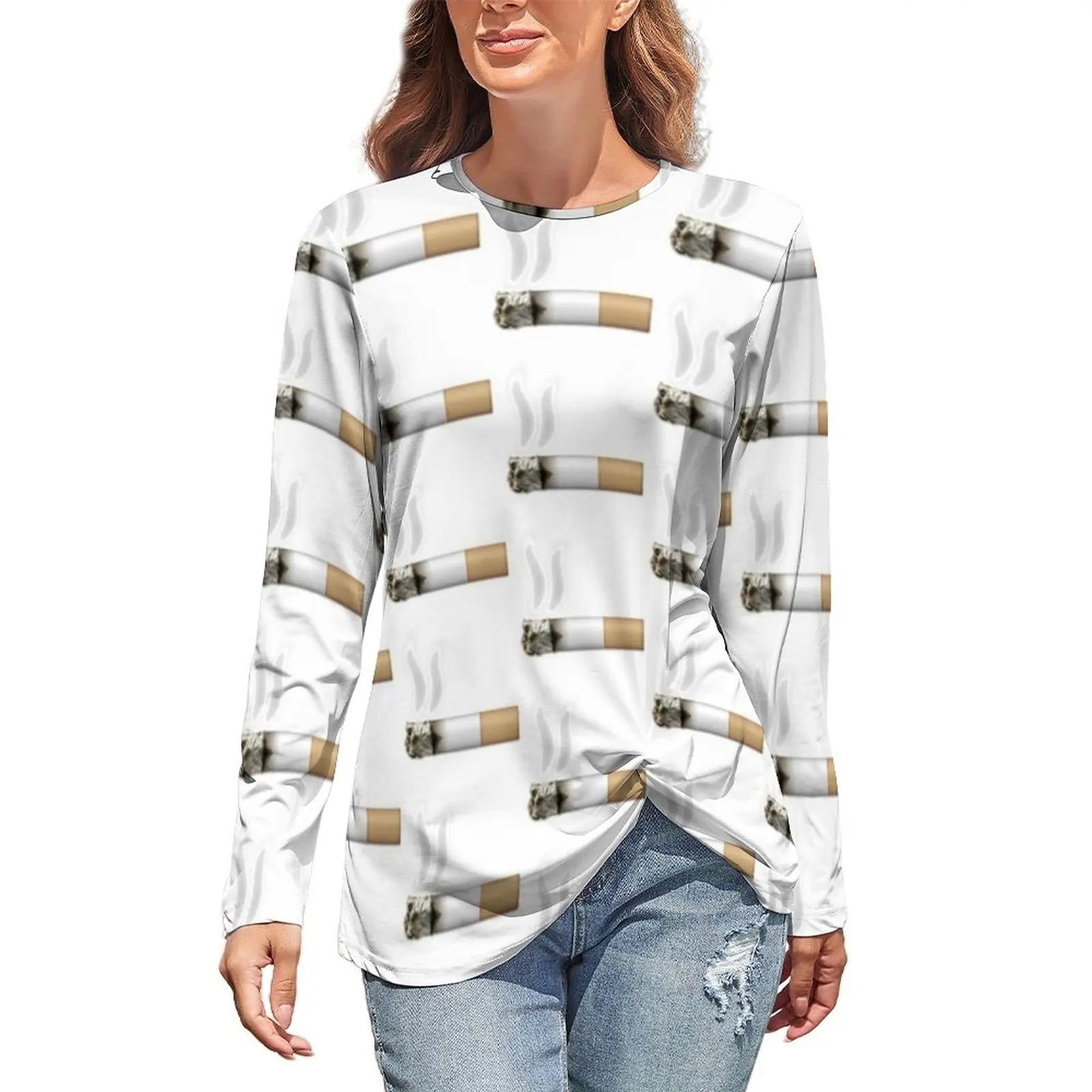 

Женская винтажная офисная футболка с длинным рукавом, большие размеры