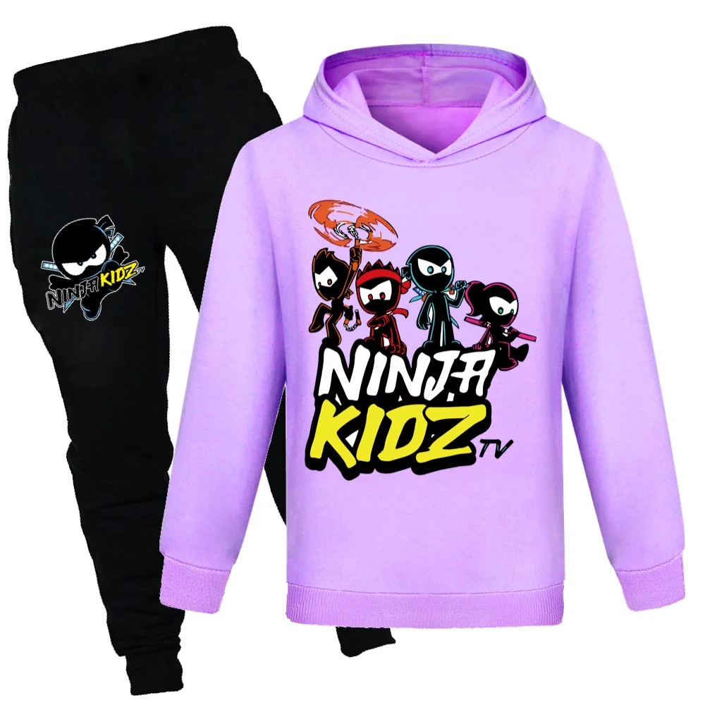 Комплект детской одежды в стиле ниндзя толстовка с капюшоном и штаны для бега