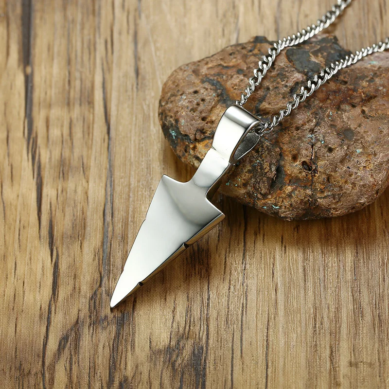 Arrow Tag Necklace, Stainless Steel V Chevron Pendant Men Dainty Jewelry images - 6