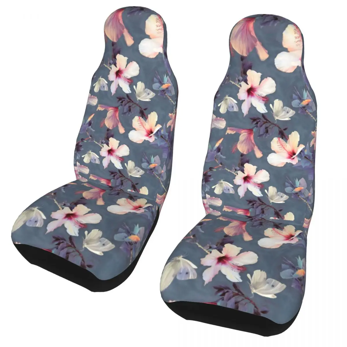

Butterfly And Hibiscus Universal Car Seat Cover Auto Interior Women Front Rear Flocking Cloth Cushion Polyester Fishing