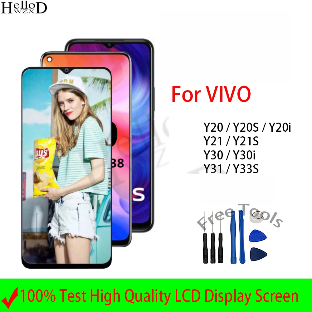 

LCD Screen For Vivo Y20 Y20S Y20i Y21 Y21S Y30 Y30i Y31 Y33S LCD Display Touch Screen Digitizer Assembly Replacement+Tools