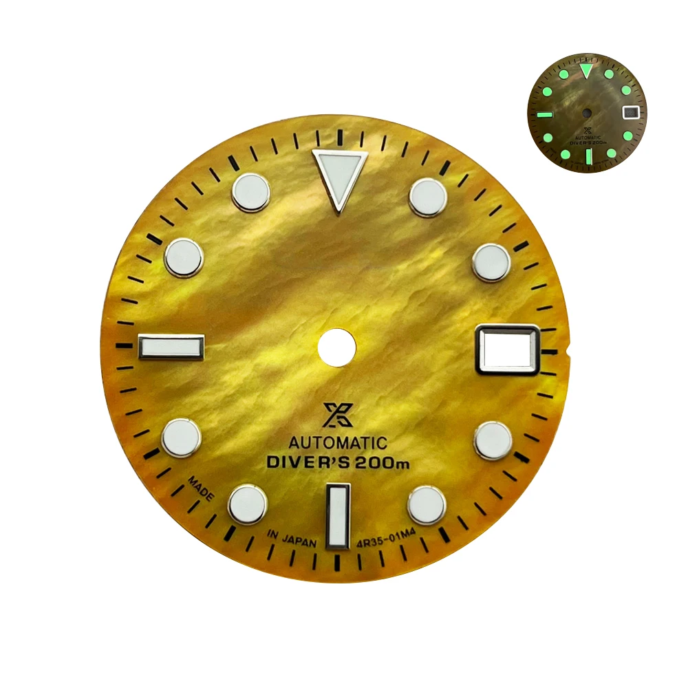 28.5mm Sunray Shell Dial Suitable for SKx007/SUB Green Luminous Watch Accessories  Suitable for NH35Automatic Movement With S Lo