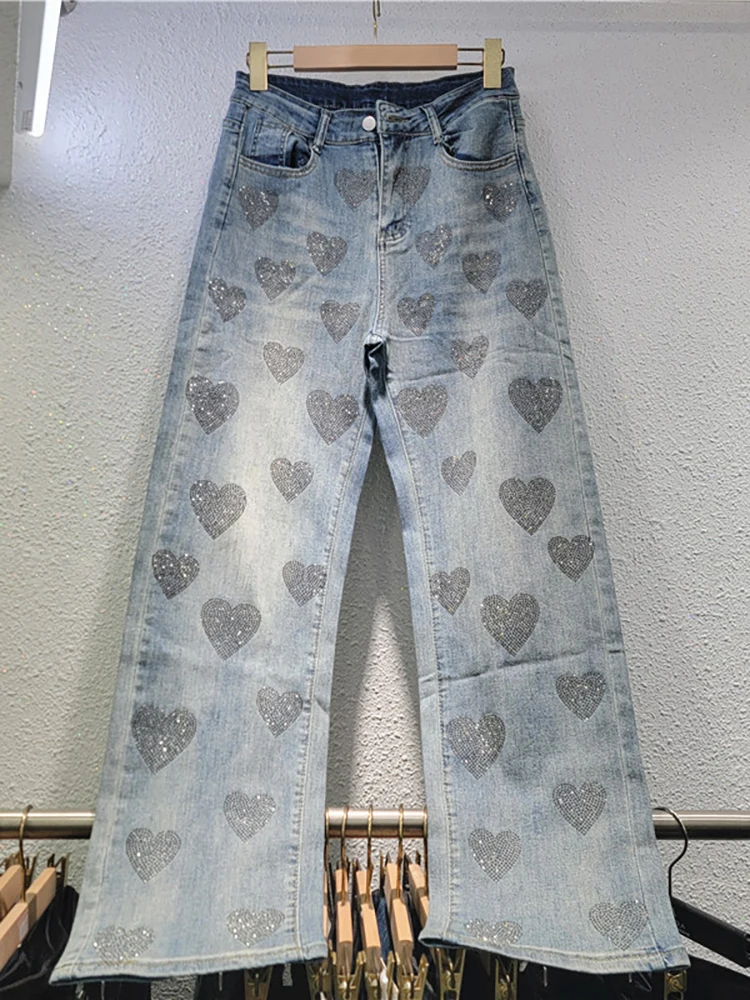 Женские джинсы с завышенной талией DEAT свободные прямые широкие брюки из денима