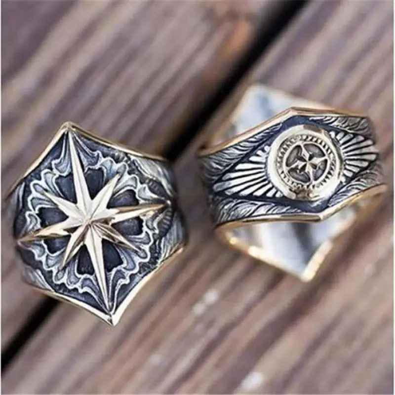 

New Explosion Style High-End Retro Rice-Shaped Men's Ring Light Luxury Fashion Trend Niche Domineering Men's Ring Gift