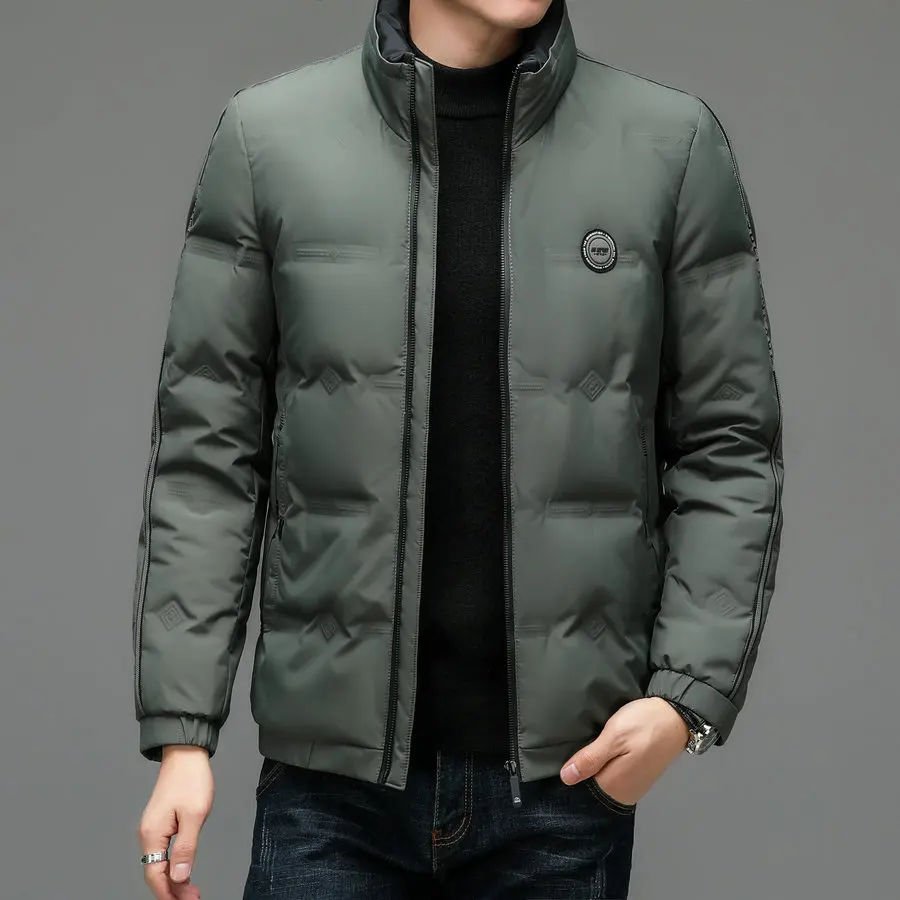 2022 Winter Men Green Black Puffer Parkas Thermal Thick Lightweight Basic Jackets Warm Casual Outerwear