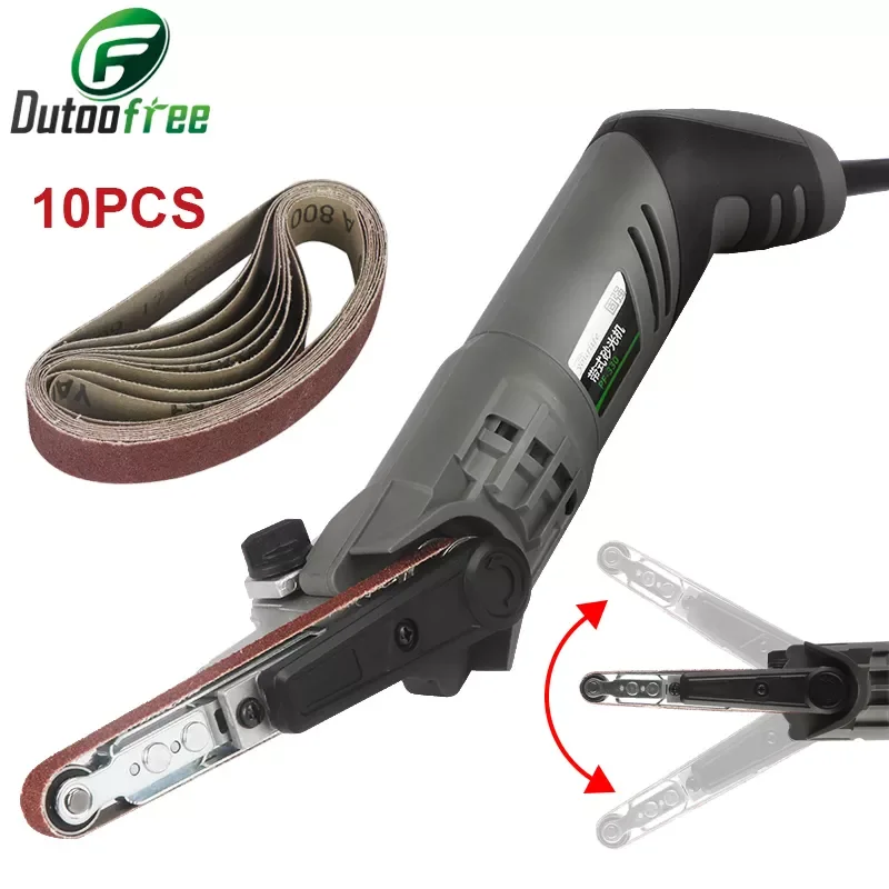 

NEW2023 Mini Electric Belt Sander Machine 260W 6 Speeds Electric Sanding Polishing Machine Tools 330x10MM with 10PCS Abrasive Be
