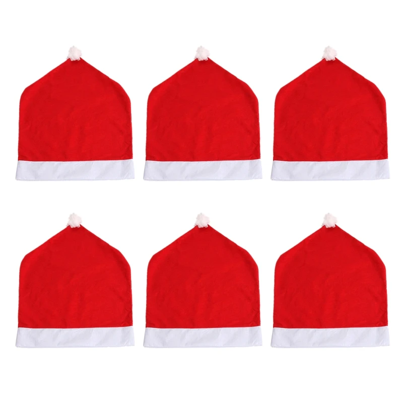 

6 Pcs Chair Back Covers Xmas Santa Claus Chair Covers Decor for Xmas Banquet