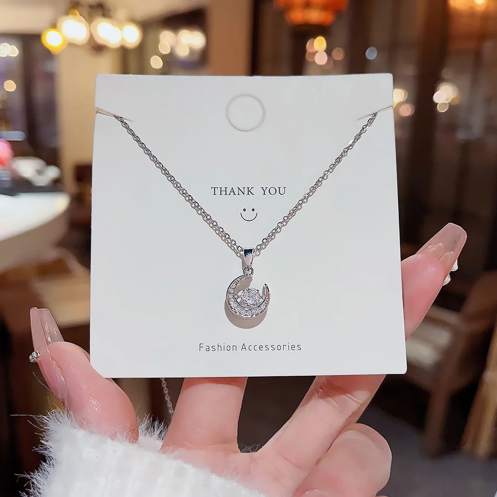 

3D Lucky Little Zircon Star Sun Half Moon Love Heart Mother's Day Gift Pendant Necklace Woman Girl Wedding Blessing Jewelry