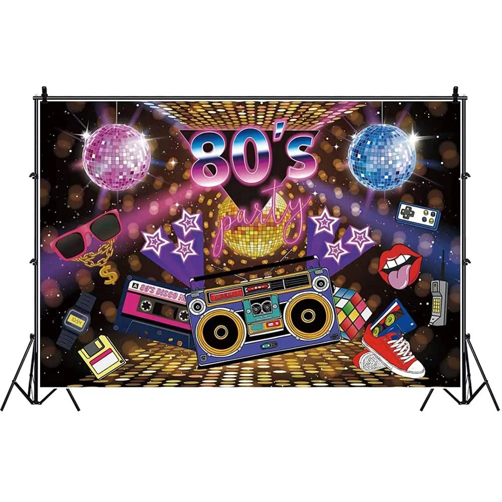 

80s Party Backdrop Hip Hop Rock Punk Music Disco Theme Adult Birthday Event Banner Photo Booth Shoot Photography Background