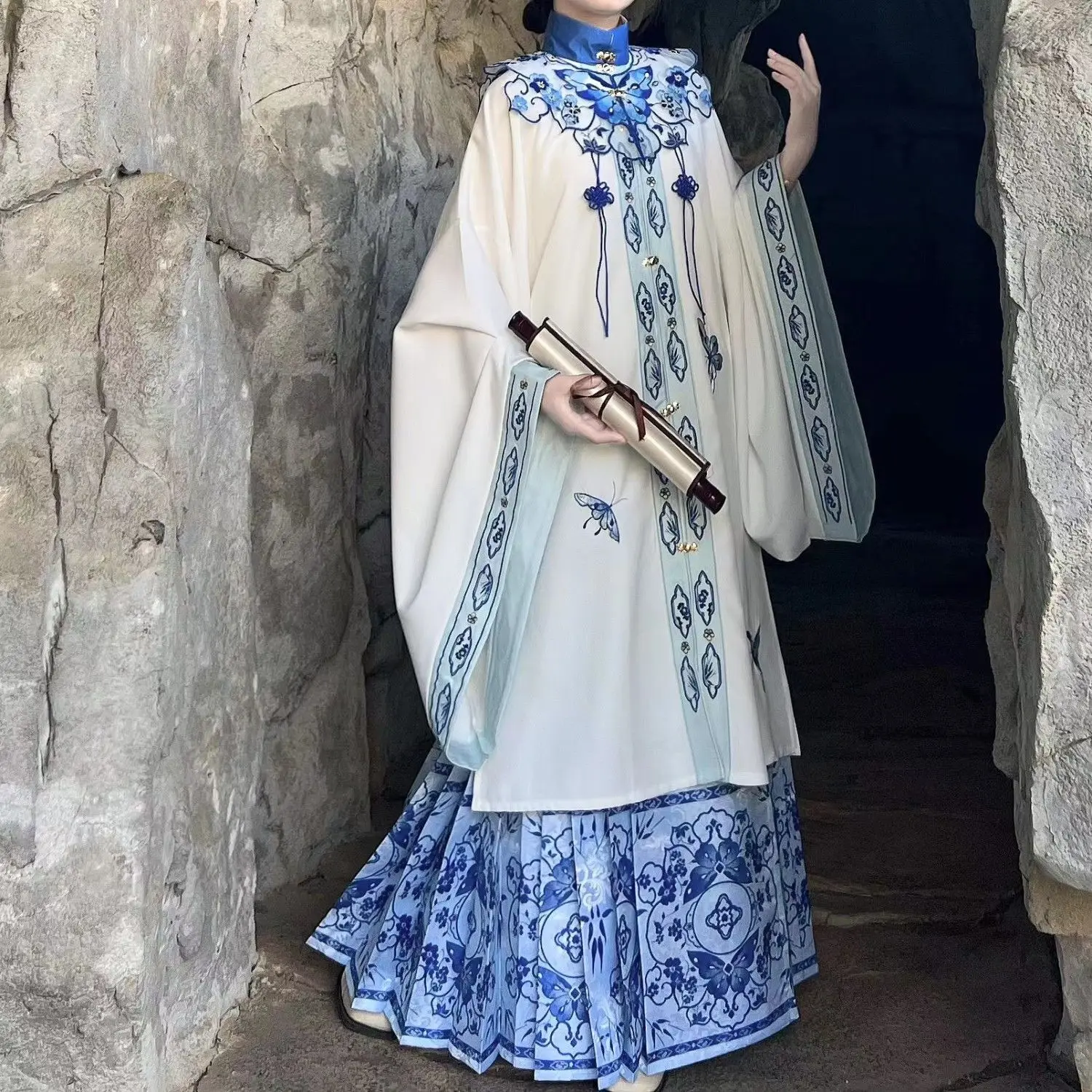 2024 китайская династия Мин ханьфу облако плечи стоячий воротник пальто с большим