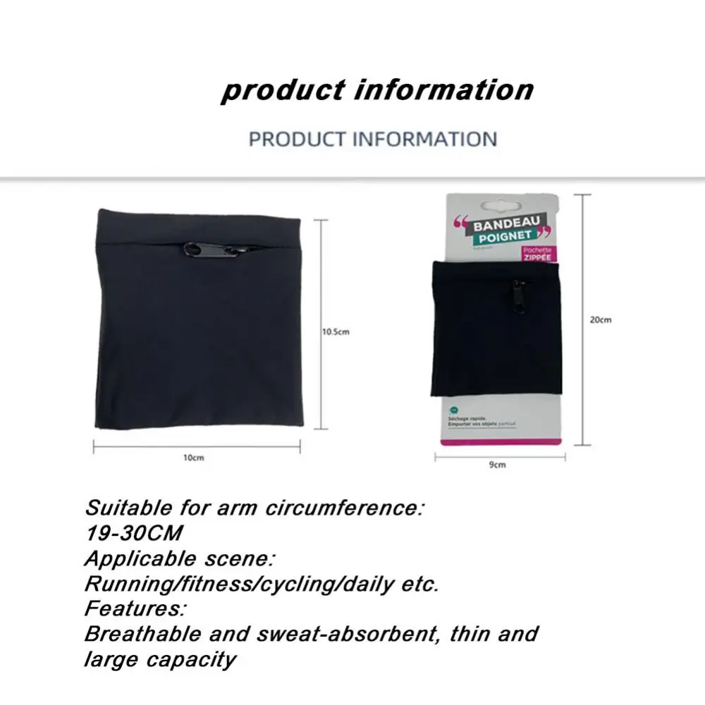 Multifunctional Running Gym Cycling Safe Wrist Bag Zipper Wristband Mini Wrist Sports Bag Wallet Safe Storage Breathable