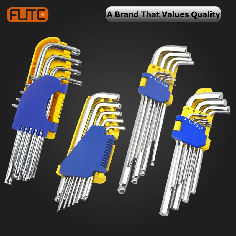 FUTE 9/12 шт. Набор шестигранных ключей Imperial Wrench L Ключи Размер шестигранного ключа