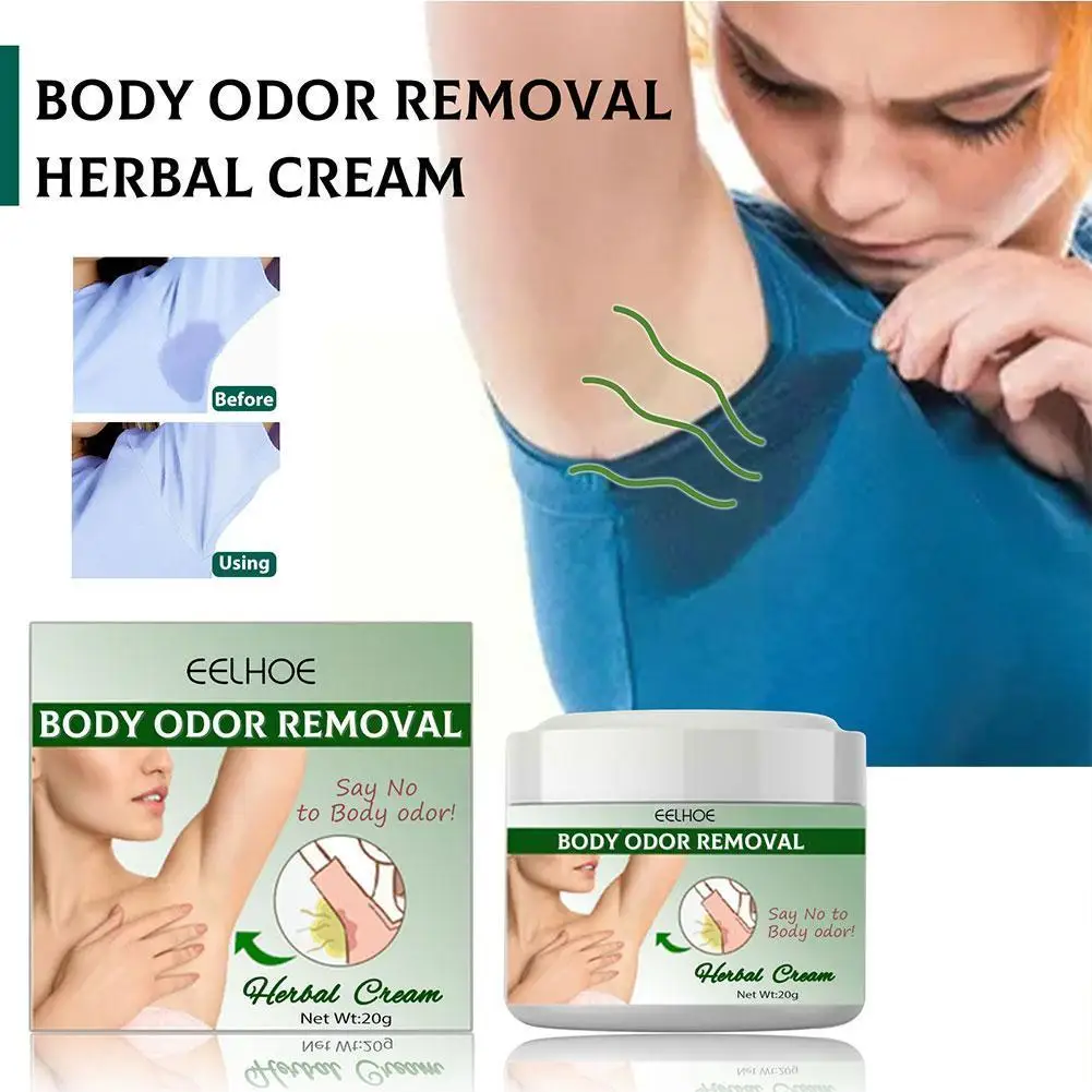 

20g Body Odor Removal Herbal Cream Underarm Bad Smell Refreshing Armpit Removal Sweating Antiperspirant Deodorant Cream P2E5