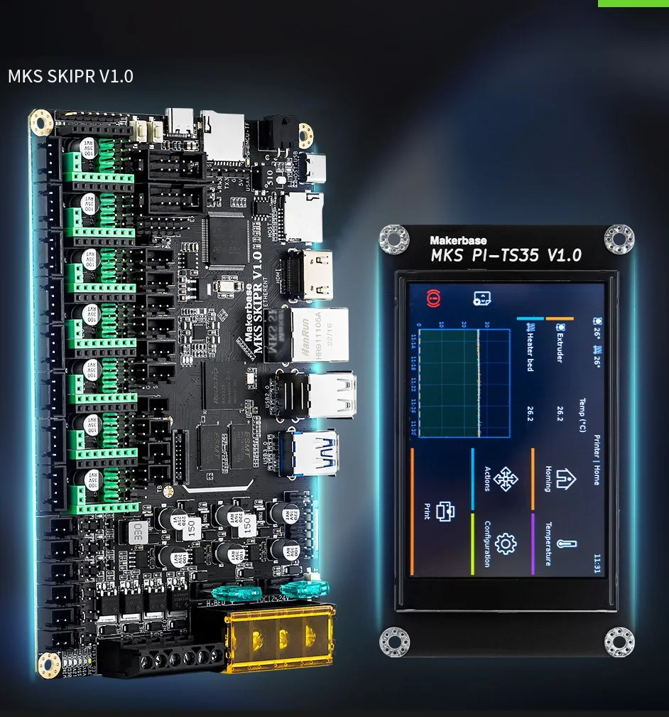 

MKS SKIPR V1.0 Board Quad-core 64bits SOC STM32F407VET6 Onboard Runs Klipper with EMMC for Voron VS Raspberry Pi RasPi PI-TS35
