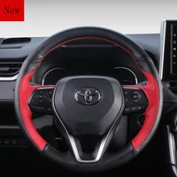 high quality hand stitched leather car steering wheel cover for toyota wildlander rav4 2020 car accessories